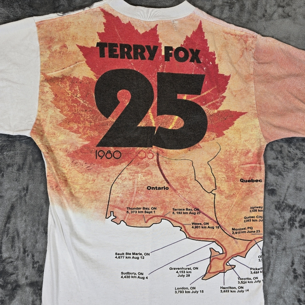 Vintage Terry Fox Marathon Of Hope 25 Years T Shirt Size Medium Fits Small - Picture 6 of 6